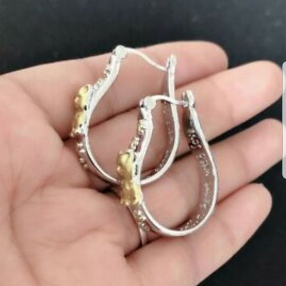 Cat Footprint Hoop Earrings - Picture 2 of 3